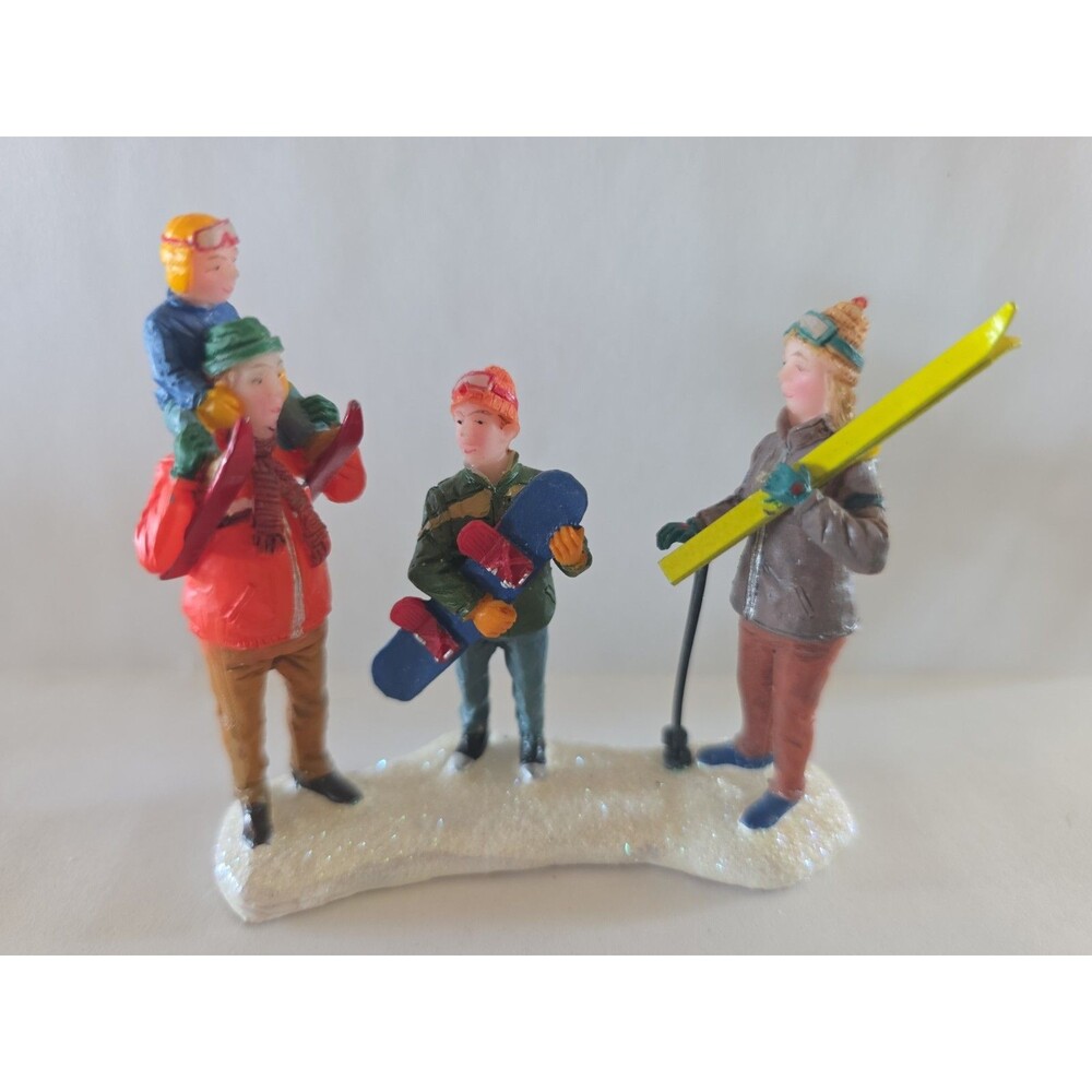 Lemax Christmas Village Back at Base Lodge Figures Snow Skiing 22558W
